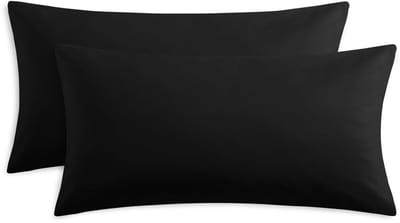 Dailygoody - Kussensloop 40 x 80 cm - Set van 2 - Zacht en ademend - Zwart - Kreukbestendig - Perfect voor een comfortabele nachtrust - Geschikt voor