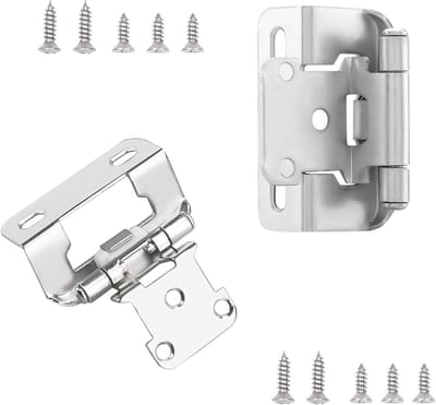 Qrity 2 STKS 1/2 "Overlay Semi-Gedeeltelijke Wrap Keukenkast Scharnieren, Zelfsluitend Scharnier, Kastscharnieren voor Keuken Badkamer Kasten Deuren, Zilver