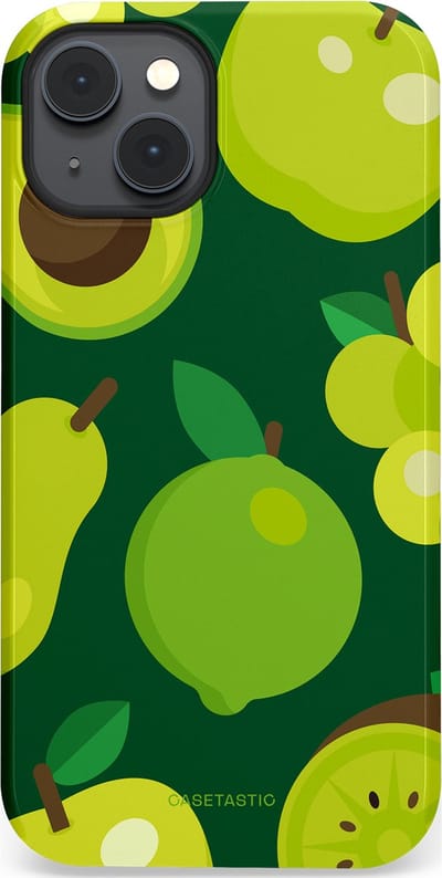 Casetastic Hoesje Geschikt voor Apple iPhone 14 Plus Magsafe - Stijlvolle Beschermende Duo-layer Case - Peren Appel Groen