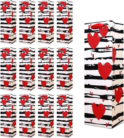 12-pack wijngeschenkzakjes voor Valentijnsdag, wijnfles verpakking feest geschenk detailhandel moderniteit