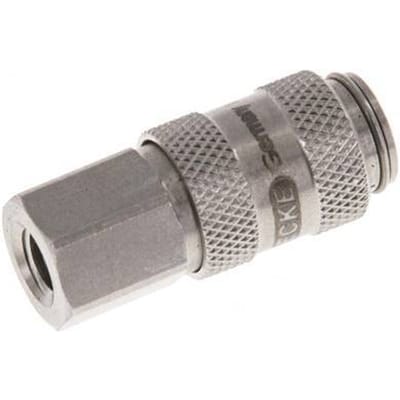RVS DN 2.7 (Micro) Luchtkoppeling Snelkoppeling M5 Binnendraad Double Shut-Off - CLS2-F-S-SV-5