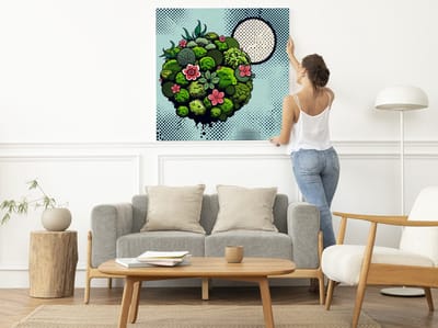 Pop art mos schilderij | Prachtige mozaïek meesterwerk geïnspireerd op populaire cultuur en natuur | Kunst - 40x40 centimeter op Dibond | Foto op Dibond