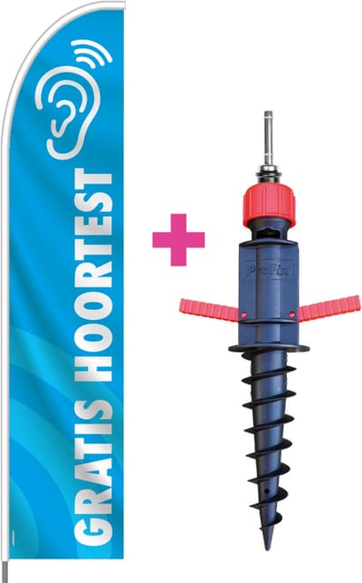 Beachflag - Gratis Hoortest - Vlag + Grondboor + Rotator + Hengelsysteem + Draagtas - Actievlag.nl