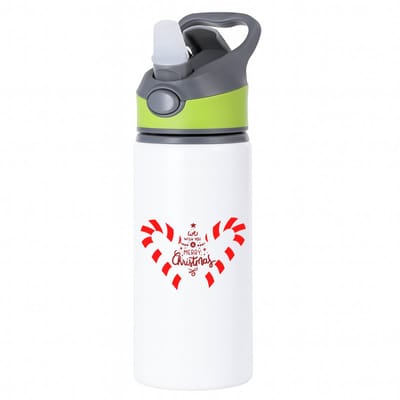 Hacebo® - Kerst we wish you a merry christmas waterfles met rietje groen - Kerstmis - Kerst beker - winter - kerst - christmas - kerst cadeau - water fles - 650ML