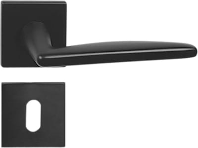 DOMINO EASY-QR-SLIM BLACK - Luxe Zwarte Deurklink Set - Vierkante SLIM Rozet - BB Sleutel - Complete Deurbeslag Set