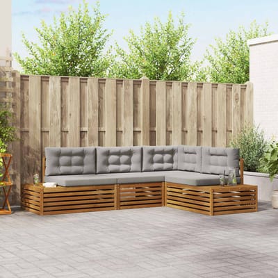 vidaXL - 5 - st - Buiten - bank - set - Massief - Acacia - Hout - en - Polyester