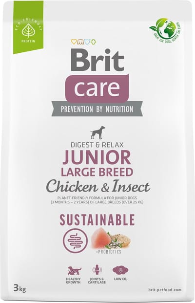 Brit Care Sustainable Junior Large Breed Digest & Relax Kip - Hondenvoer - 3 kg