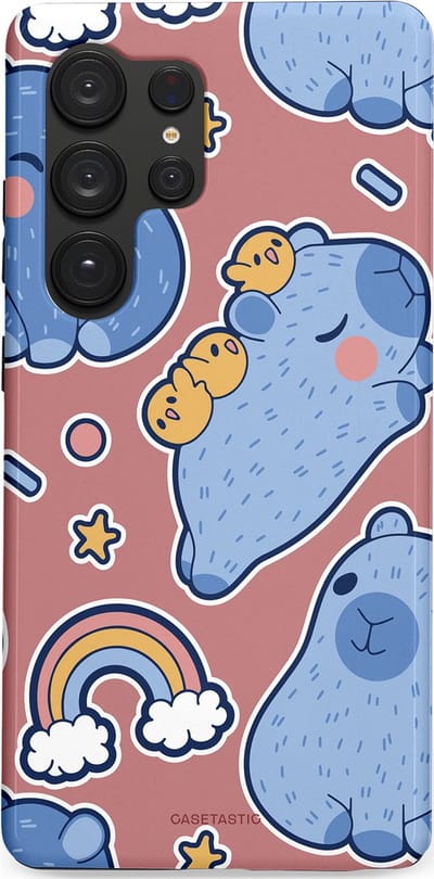 Casetastic Hoesje Geschikt voor Samsung S25 Ultra - Stijlvolle Beschermende Duo-layer Case - Capibara knuffelvriend