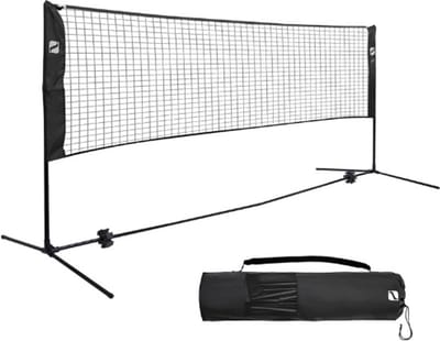 SYQ500HV1 Badmintonnet & Volleybalnet – 5 Meter In Hoogte Verstelbare Palen – Draagbare Set voor Tennis, Beachvolleybal en Tuin, Park en Buitengebruik – Zwart