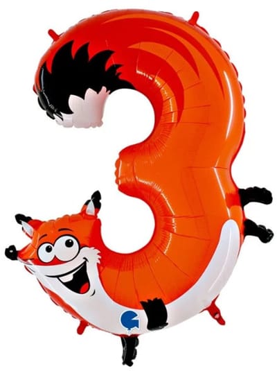 Folieballon - 3 jaar - Vos - 102cm - Zonder vulling