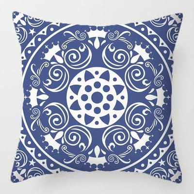 Blauw-wit porseleinpatroon kussenhoes met korte pluche print voor woonkamersofa decoratie kussenhoes 35x35cm