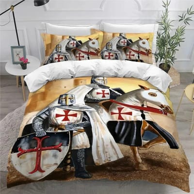 Parure de lit imprimée en 3D Holy Knights pour garçons et filles, housse de couette, taie d'oreiller, pour lit double, Queen, King Size, pour adultes, textile de maison AU Single(140x210cm)