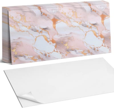 Coloray Plaktegels - Marmerpatroon met accenten Zelfklevende Wandtegels - 40 cm x 20 cm - Beige Plaktegels - 10 stuks - Rechthoek PVC Tegels - Plaktegels Badkamer - Vloertegels Zelfklevend - Vinyl Tegels - Portugese Tegels