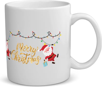 Akyol - kerst mok merry christmas 2 kerstmannen koffiemok - theemok - Kerstmis - kerst beker - winter mok - kerst mokken - christmas mug - kerst cadeau - 350 ML inhoud