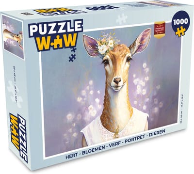 Puzzel Hert - Bloemen - Verf - Portret - Dieren - Legpuzzel - Puzzel 1000 stukjes volwassenen