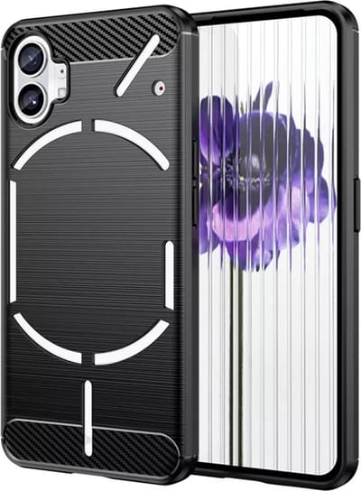 Hoesje geschikt voor Nothing Phone (1) - Techsuit Carbon Silicone Back Cover - Zwart