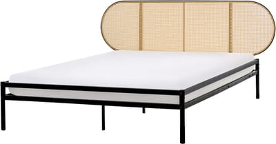 BOULIN - Tweepersoonsbed - Zwart - 160 x 200 cm - PE rotan