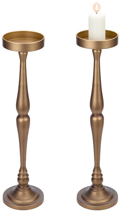 Dailygoods- Bijzettafel Antiek Brons - Ronde Martini Tafel - Set van 2 - Retro Sokkel - Kleine Cocktailtafel - Duurzaam Ijzer - 16,5 cm x 67,5 cm