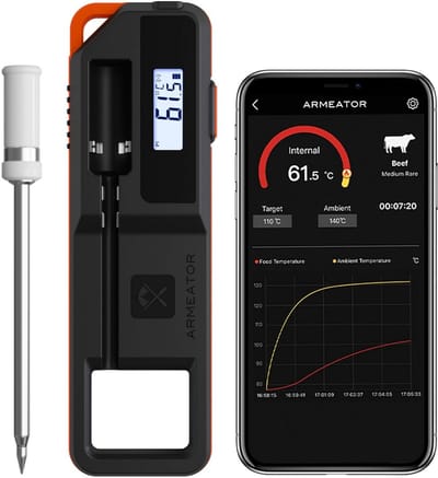Draadloze Vleesthermometer - Keukenthermometer Braadthermometer - Koken en Grillen - Directe Aflezing 3 Seconden - 70m Bereik - Zwart