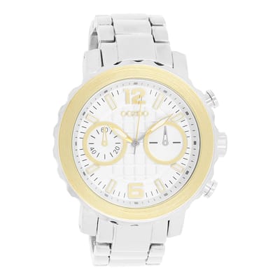 Goudkleurige OOZOO horloge met zilverkleurige roestvrijstalen armband - C5746
