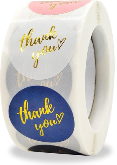 Daity 500 stickers - Bedankt stickers - 25 mm - Bedankt stickers - Verpakkingen voor kleine bedrijven - Bedankt stickers op rol - Sluitstickers - Sluittape - Verpakkingsmaterialen - Stickerrollen - 4 prachtige patrooncombinaties