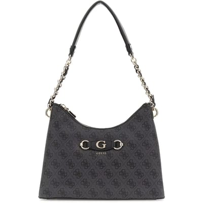 GUESS Schoudertas Izzy Top Zip Shoulder Bag Coal Logo Antraciet