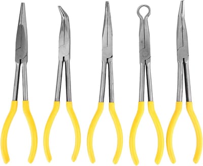 Tangenset 5 Delig - Lange Punttangen - Klusjes en Reparatie - Duurzaam Koolstofstaal - 28 cm Lengte - Niet gespecificeerd