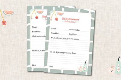 Fantastic Fruits Babyshower Invulkaarten - Voorspelkaarten - Voorspellingen - 10 stuks - Pastel kleuren - Stevig papier - A6 - More Morris