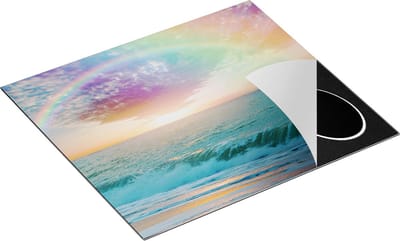 Chefcare Inductie Beschermer Regenboog in het Water bij het Strand - 60x50 cm - Afdekplaat Inductie - Kookplaat Beschermer - Inductie Mat