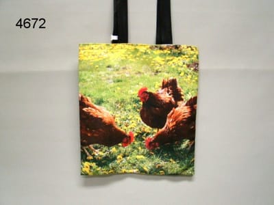 Boodschappentas Kippen - 39 x 34 cm - Katoen - Dubbelzijdig Bedrukt