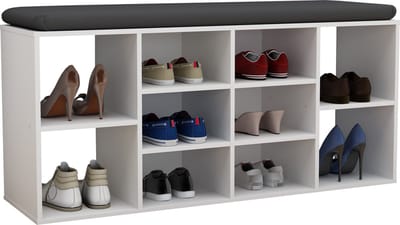 Houten bankschoenenkast schoenenrek schoenenkast 10 vakken Hinsol S