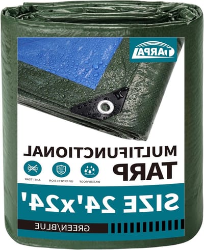 Zeildoek - Beschermhoes Dekzeil - Waterdicht Beschermen - Dubbelzijdig Gebruik - 24 x 24 cm - Groen