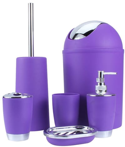 Dailygoods- Badkameraccessoireset 6-delig - Zeepdispenser - Tandenborstelhouder - Tandenborstelbeker - Zeepbakje - Vuilnisemmer met chromen details - Badkamer Set