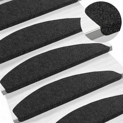 vidaXL - Zelfklevende - trapmatten - 15 - st - 80 - x - 28 - x - 3,5 - cm - Zwart - Viltstof