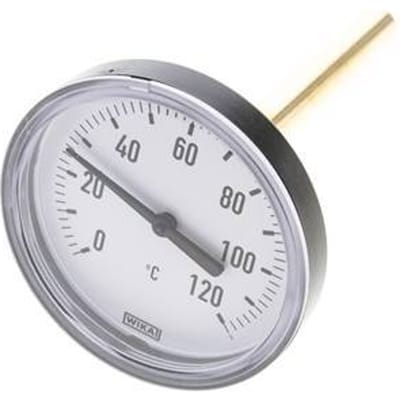 0 tot +120°C Plastic Bimetalen Thermometer 80mm Behuizing 100mm Dompelbuis met Thermowell - TBLRP-120-80-100-TW