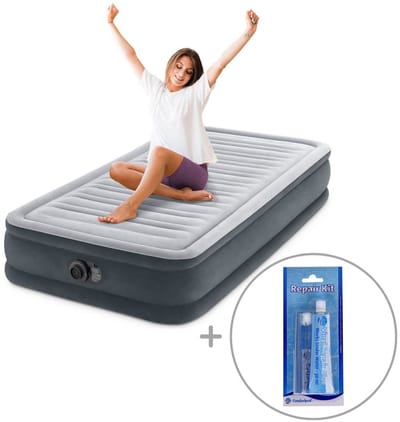 Intex Comfort Plush luchtbed met ingebouwde pomp | Eenpersoons | 191 x 99 x 33 cm | Inclusief reparatiekit