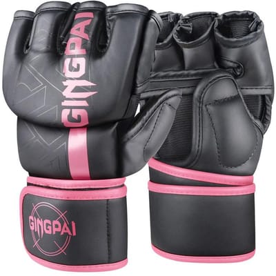 Gants de Boxe MMA Professionnels Gants d'Entraînement Demi-Doigts pour Hommes Femmes Combat Libre Sparring Sanda M gray