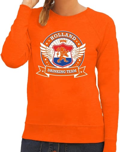 Holland drinking team sweater / sweater oranje dames - Koningsdag / supporters kleding XS