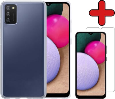 Hoesje - Met Screenprotector - Geschikt voor Samsung Galaxy A03s - Sterk & Shockproof - Telefoon Hoes - Back Cover - Siliconen Case - Telefoonhoes - Transparant