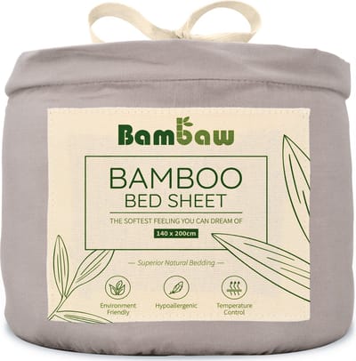 Bambaw Luxe Bamboe 1-Persoons Hoeslaken 140x200cm – Ultra ademende stof – Hypoallergeen – Beddengoed - Grijs