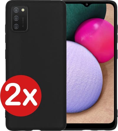 Hoesje - 2 Stuks - Geschikt voor Samsung Galaxy A02s - Sterk & Shockproof - Telefoonhoes - Back Cover - Case Siliconen - Telefoon Hoes - Zwart