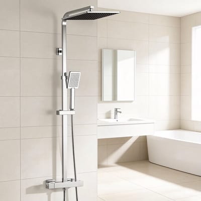 Auralum Max Regendouche Met Thermostaatkraan - Doucheset - Ã˜ 25 cm - Inclusief thermostaatkraan - Hoofddouche en Handdouche - Hoogte Verstelbaar - Waterbesparend - Chroom