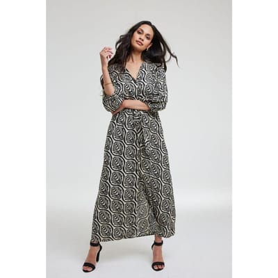 Dress Dalina Feather grey with Palette print