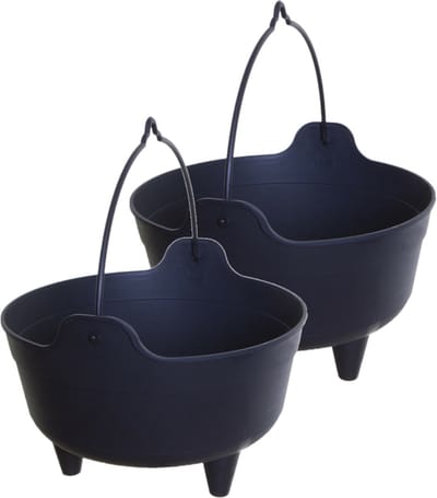 WhiteFurze Heksenketel/kookpot - 2x - zwart - 9 liter - kunststof - D37 x 25 cm - Halloween feestversiering