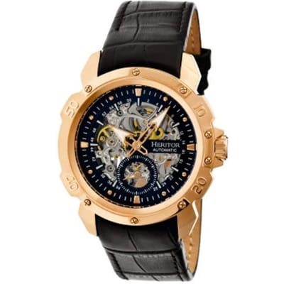 Heritor automatisch Conrad skelet horloge met leren band