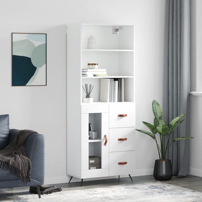 vidaXL - Hoge - kast - 69,5x34x180 - cm - bewerkt - hout - wit