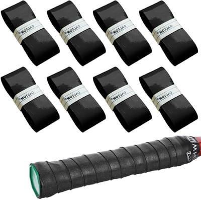 Grip Band voor Tennis en Badminton Rackets - Zelfklevende, Antislip en Vochtabsorberende Grip - 8 Stuks in Zwart voor Optimaal Comfort en Controle