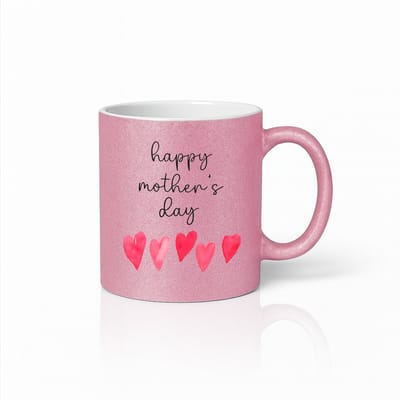 Roze Glitter Fijne Moederdag Mok 330 ml – Minimalistisch Hart Design Koffiemok – Schattig Cadeau voor Mama