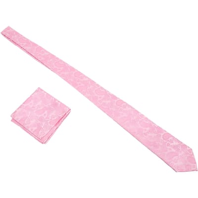Ensemble Cravate Mouchoir pour Homme Imprimé Rose Style Classique Kit Cravate Mouchoir pour Réunion d'Affaires white