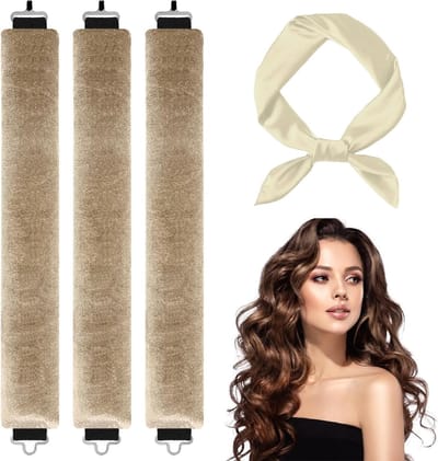 3-delige Set van Heatless Curling Staven en Nachtelijke Krulrollers voor Gezond Haar - Verstelbare Styling Kit voor Zachte Golven en Krullen zonder Hitte
